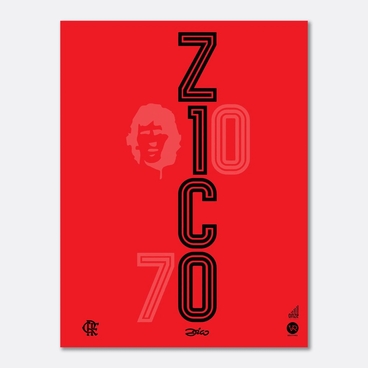 Livro Zico 70 Anos (Versão 28 x 21cm) com autógrafo manual do Zico