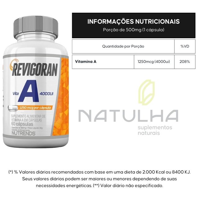 KIT 3X Revigoran Vitamina A 4000ui 60 cápsulas - Nutrends