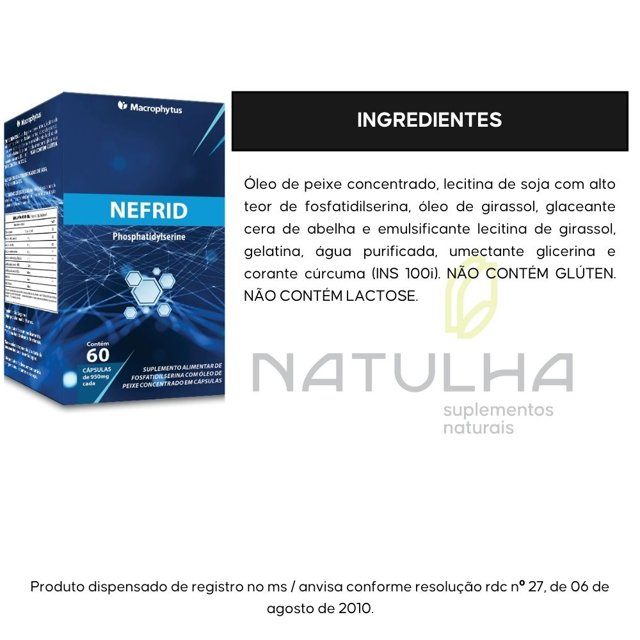 Nefrid (fosfatidilserina + ômega 3) 60 cápsulas - Macrophytus