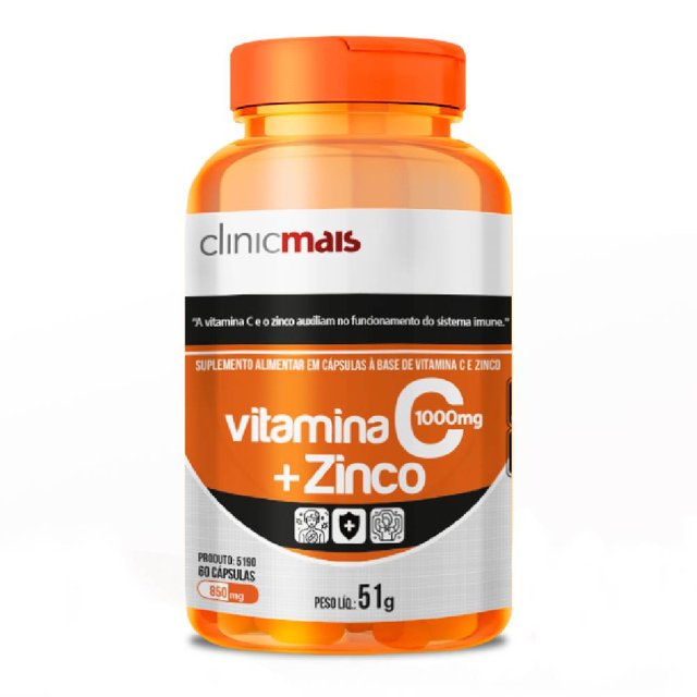 Vitamina C + Zinco 60 cápsulas - Clinicmais
