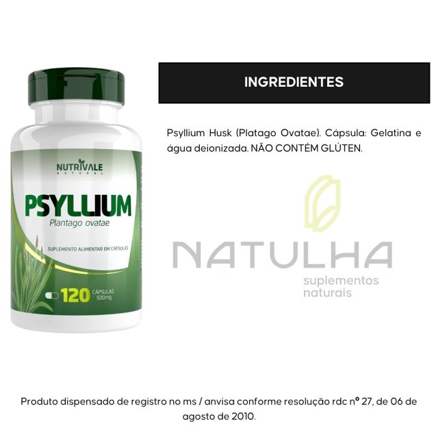 KIT 3X Psyllium 500mg 120 Cápsulas - Nutrivale | Natulha