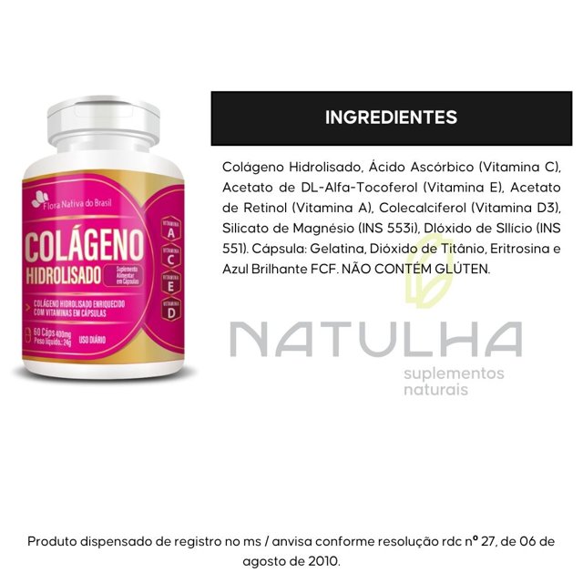 Colágeno Hidrolisado com Vitaminas 60 cápsulas - Flora Nativa