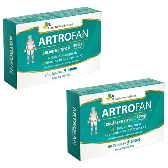 KIT 2X Artrofan Colágeno Tipo 2 + Vitaminas 60 cápsulas 500mg - Flora Nativa