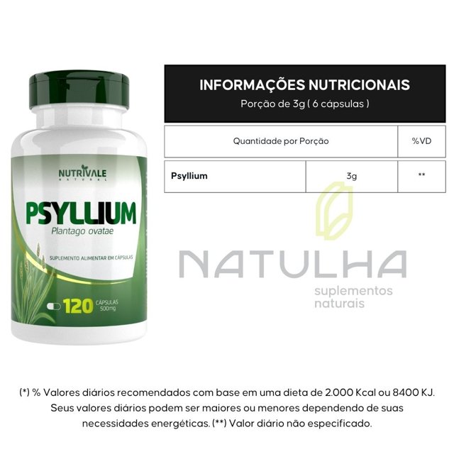 KIT 3X Psyllium  500mg 120 cápsulas - Nutrivale