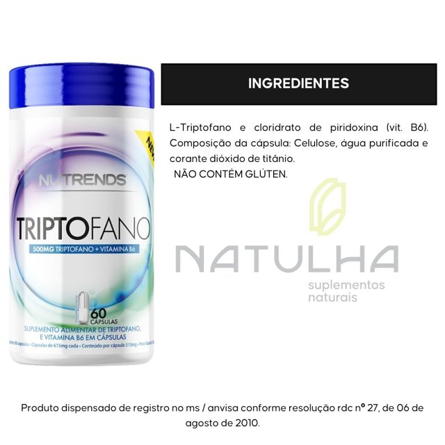 KIT 3X Triptofano + Vitamina B6 60 cápsulas - Nutrends