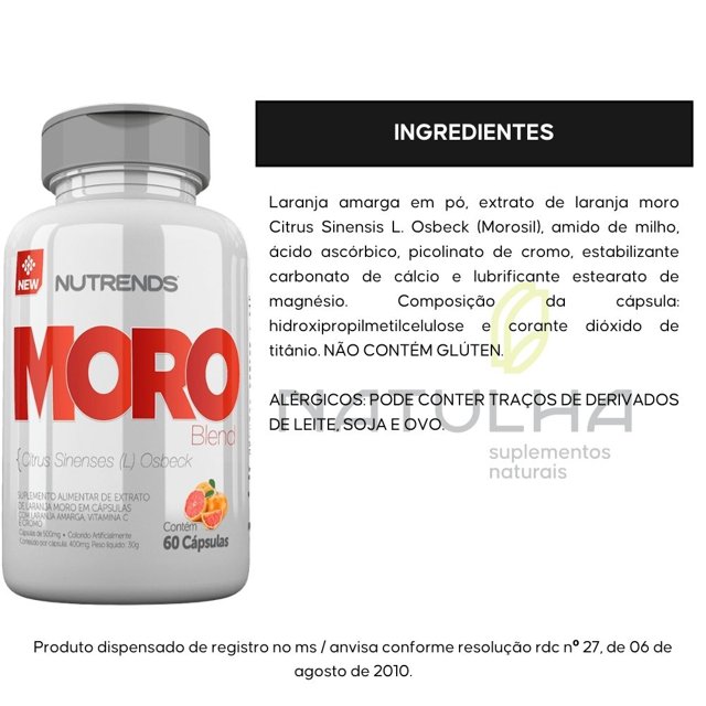 KIT 3X Moro Blend ( Morosil, Laranja Amarga e Picolinato de Cromo ) 60 cápsulas - Nutrends