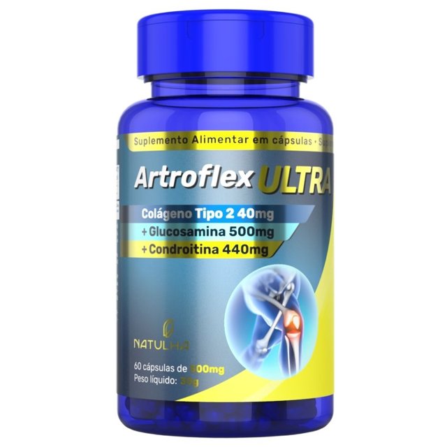 ArtroFlex ULTRA ( Glucosamina, Condroitina e Colágeno Tipo 2) 60 cápsulas - Natulha