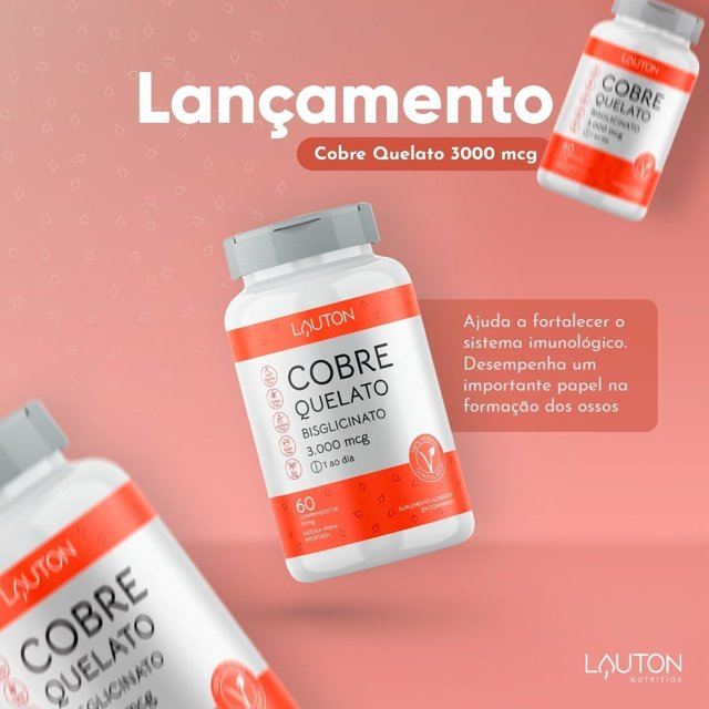Cobre Quelato 3000mcg 60 comprimidos - Lauton Nurition