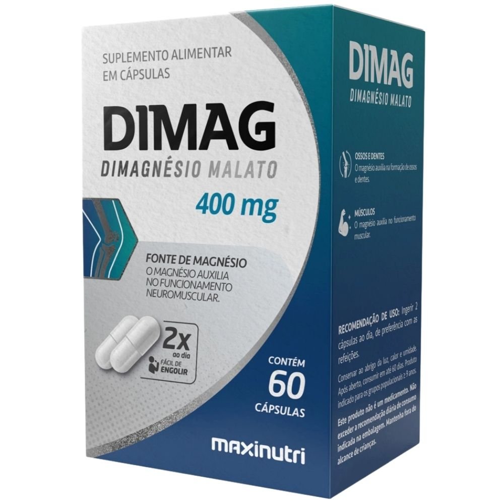 Dimag Dimagnésio Malato Cápsulas Suplemento Maxinutri 60 cápsulas | Natulha