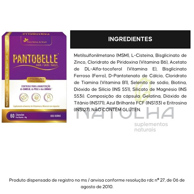 KIT 3X Pantobelle hair skin & nails 60 cápsulas - Flora Nativa