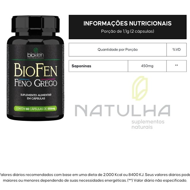 BioFen Feno Grego com Saponinas 60 cápsulas - Bioklein