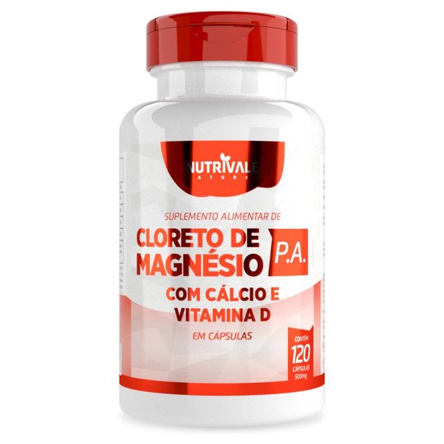 Cloreto de Magnésio P.A. com Cálcio e Vitamina D 120 cápsulas - Nutrivale