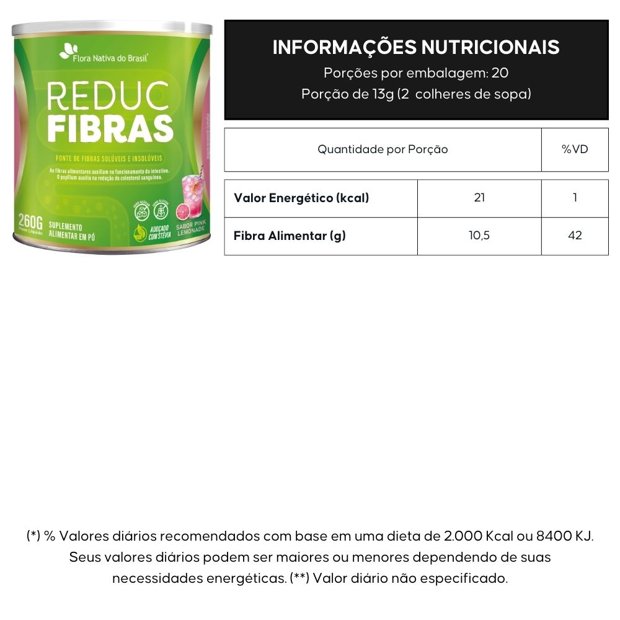 REDUC Fibras (Psyllium, Chicória, Beterraba) 260g - Flora Nativa | Natulha
