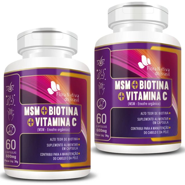 KIT 2X MSM + Biotina + Vitamina C 60 cápsulas - Flora Nativa