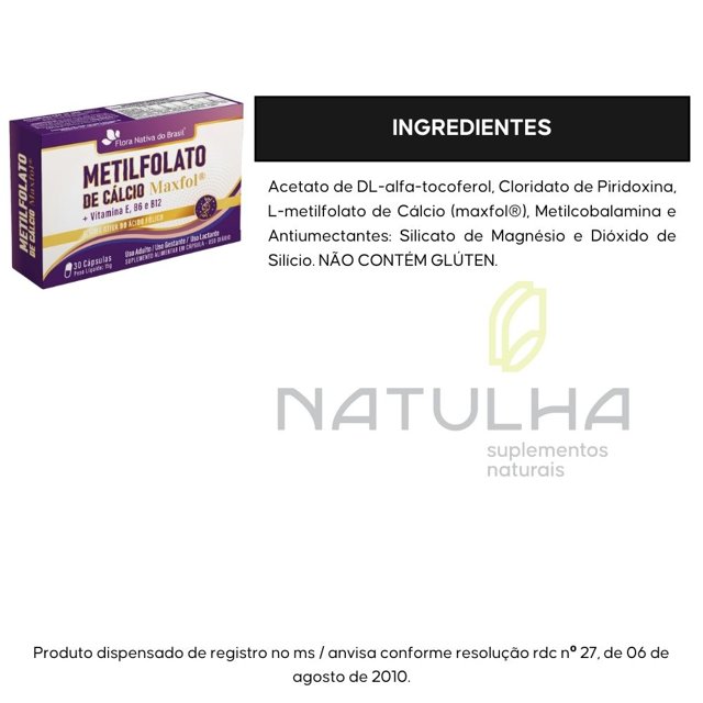 Metilfolato (MAXFOL®) com Vitaminas 30 cápsulas - Flora Nativa