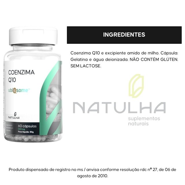 Coenzima Q10 (Ubiquinona) 60 Cápsulas - Natulha