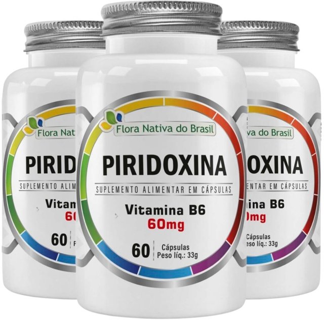 KIT 3X Vitamina B6 (Piridoxina) 60 Cápsulas - Flora Nativa | Natulha