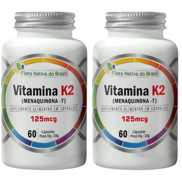 KIT 2X Vitamina k2 (Menaquinona-7)  60 cápsulas - Flora Nativa