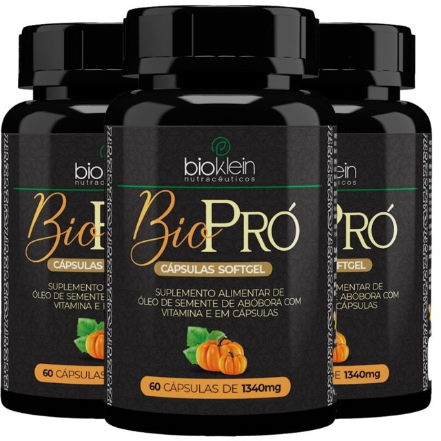 KIT 3X BioPró (Óleo De Semente De Abóbora + Vitamina E) 1340mg 60 ...