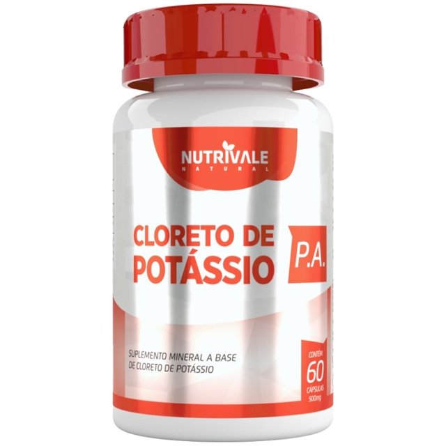 Cloreto de Potássio 500mg 60 cápsulas - Nutrivale | Natulha