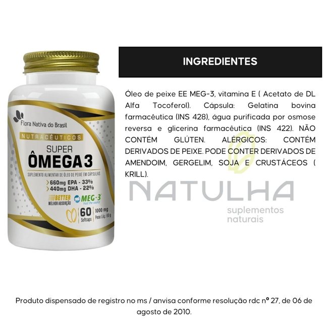 KIT 3X Super Ômega 3 1000 mg 60 softgels - Flora Nativa | Natulha