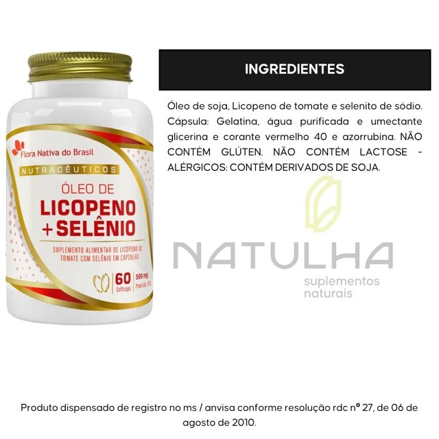 KIT 3X Óleo de Licopeno + Selênio 500mg 60 softcaps - Flora Nativa