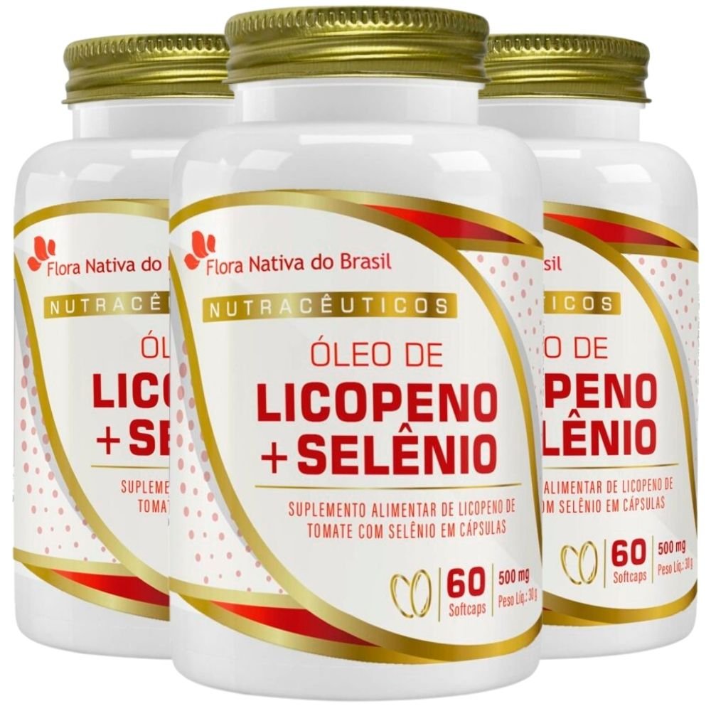 KIT 3X Óleo De Licopeno + Selênio 500mg 60 Softcaps - Flora Nativa ...