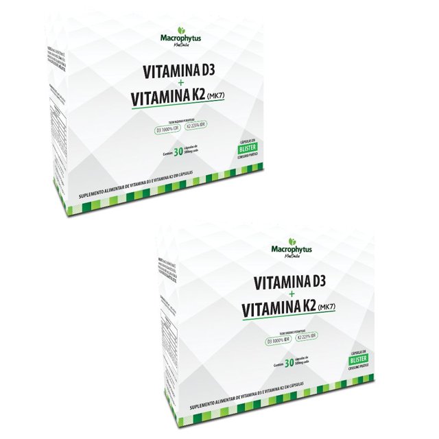 KIT 2X Vitamina D3 + Vitamina K2 (MK7) 500mg 30 cápsulas - Macrophytus