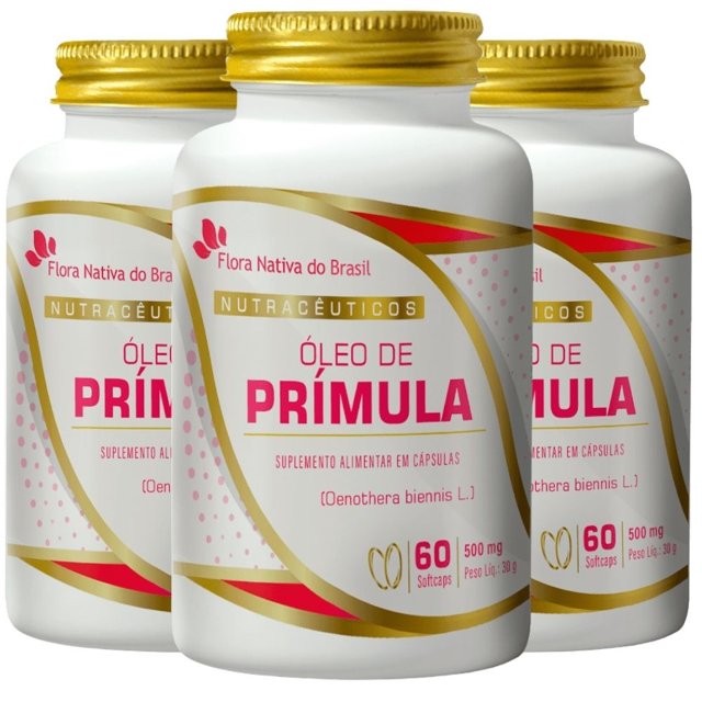 KIT 3X Óleo De Prímula 500mg 60 Cápsulas - Flora Nativa | Natulha