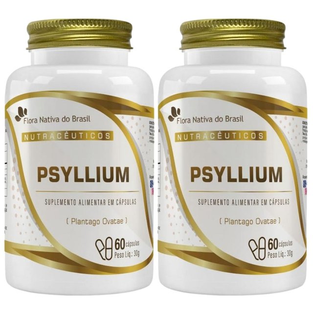 KIT 2X Psyllium 500mg 60 Cápsulas - Flora Nativa | Natulha