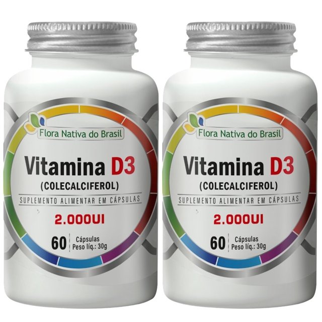 KIT 2X Vitamina D3 2000ui 60 cápsulas - Flora Nativa