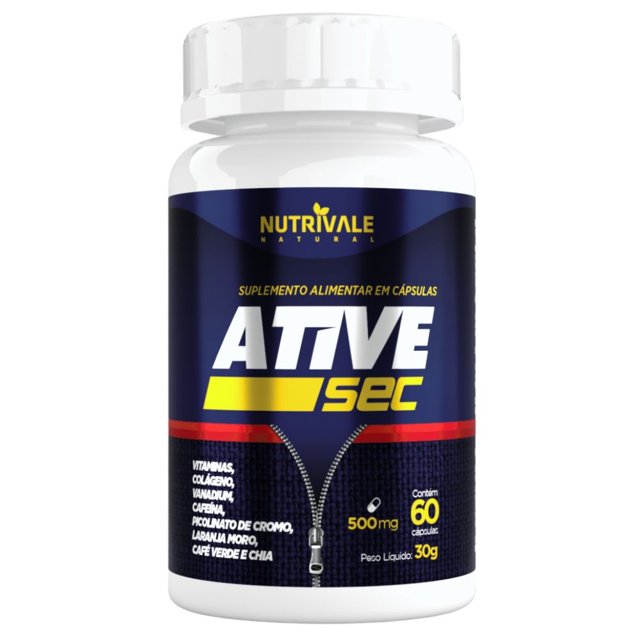 ATIVE-SEC (Laranja Moro, Chia, Café Verde e Vitaminas) 60 cápsulas ...