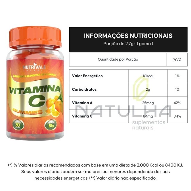 Vitamina C Gummies 30 gomas - Nutrivale