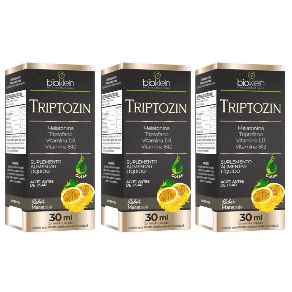 KIT 3X Triptozin (Melatonina, Tiptofano, Vitamina D3 e B12) em