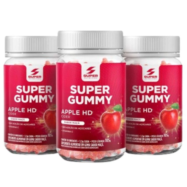 KIT 3X Supper Gymmy Apple HD (Vinagre de Maçã) 30 gomas - Desinchá