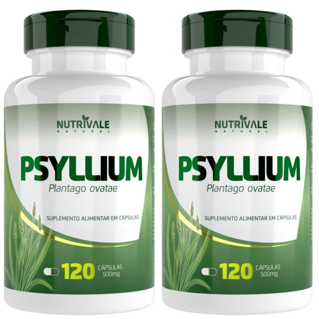 KIT 2X Psyllium 500mg 120 Cápsulas - Nutrivale | Natulha