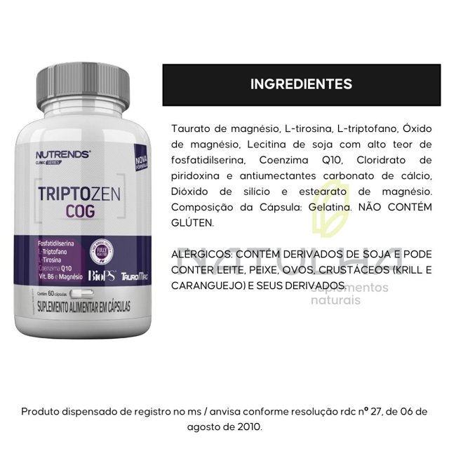 KIT 3X TriptoZEN COG (Fosfatidilserina L-Triptofano e L-Tirosina) 60 cápsulas - Nutrends