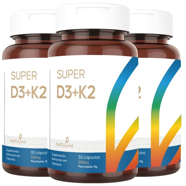 KIT 3X Super D3 + k2 (Mk-7) 30 cápsulas - Natulha