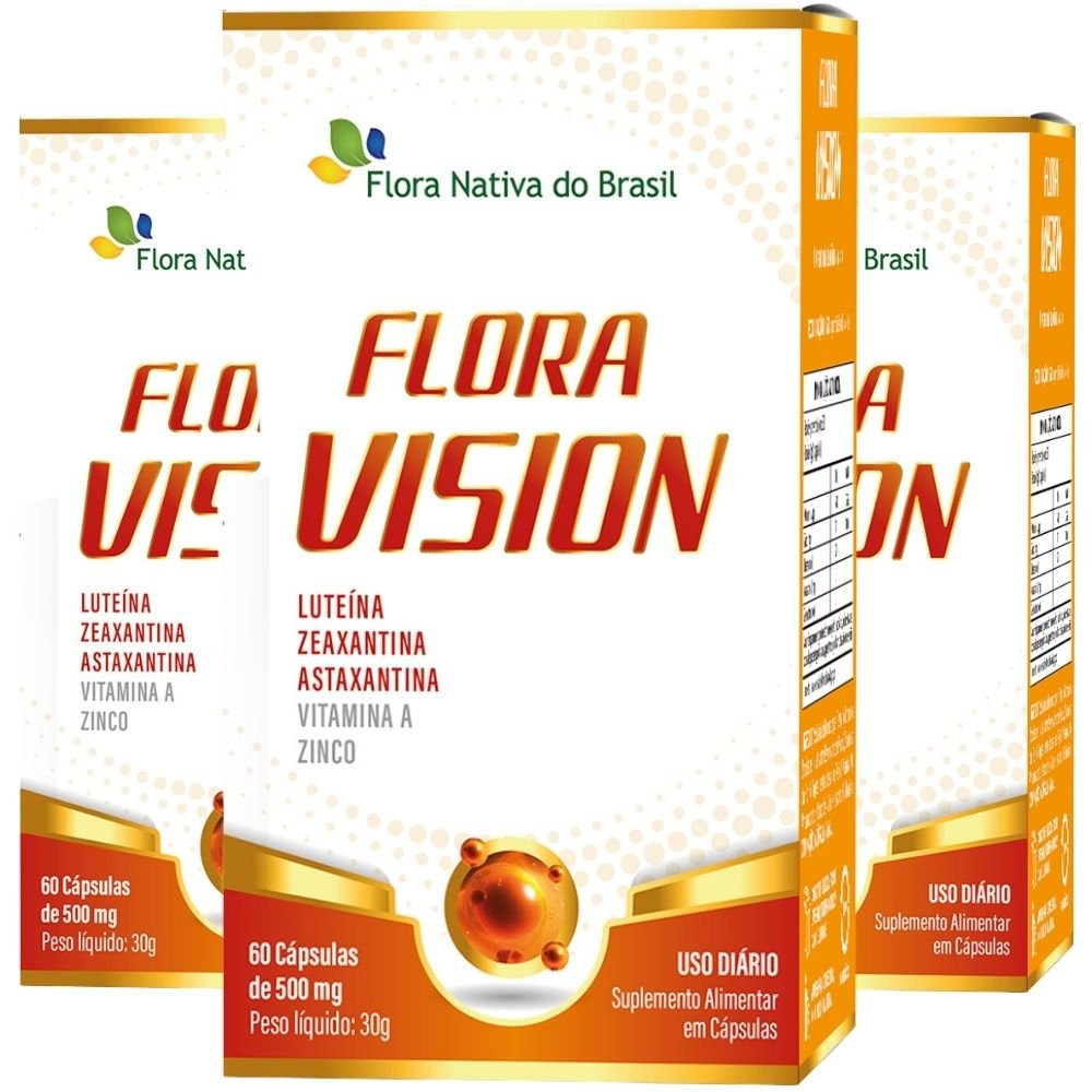 KIT 3X Floran Vision (Luteína, Astaxantina, Zeaxantina e Vitaminas