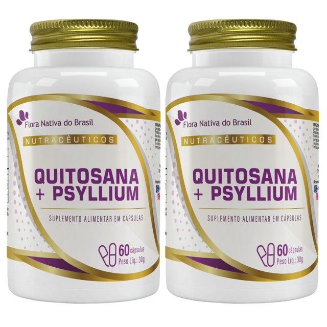 KIT 2X Quitosana com Psyllium 60 cápsulas - Flora Nativa | Natulha