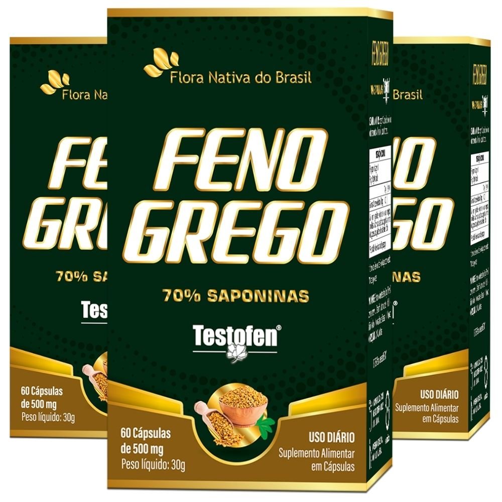 KIT 3X Feno Grego (TestoFen®) 60 cápsulas - Flora Nativa | Natulha