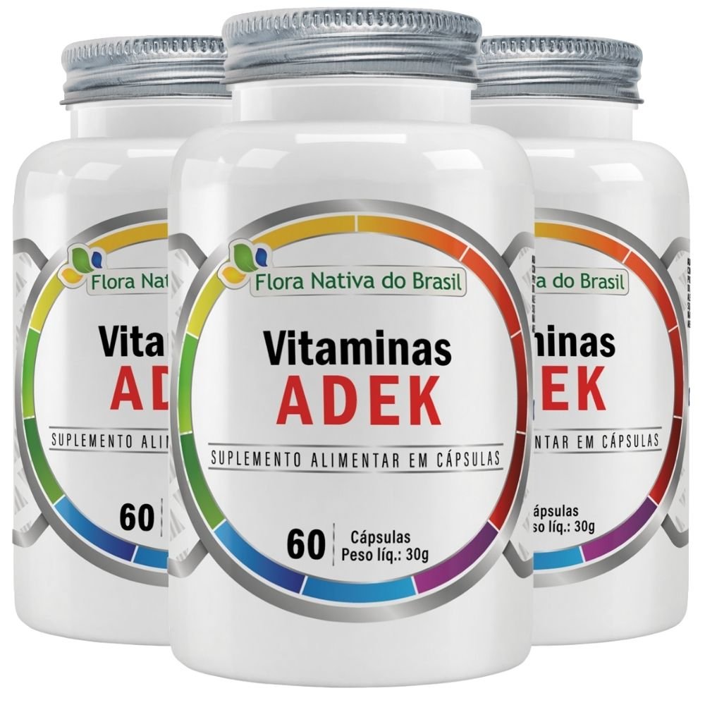KIT 3X Vitaminas ADEK 60 cápsulas - Flora Nativa | Natulha