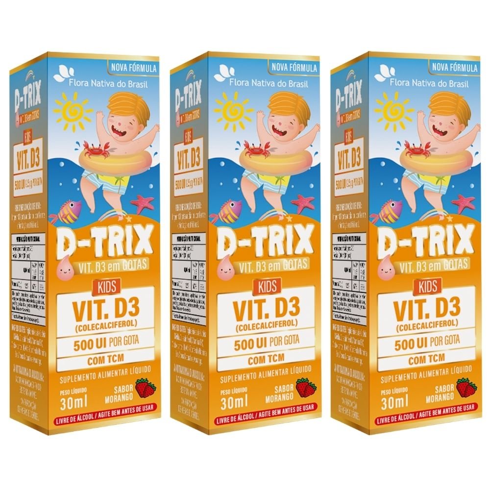 KIT 3X D-TRIX ( Vitamina D3 infantil) 30ml - Flora Nativa | Natulha
