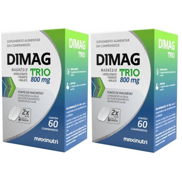 KIT 2X Dimag TRIO (blend de magnésio) 60 comprimidos - Maxinutri | Natulha