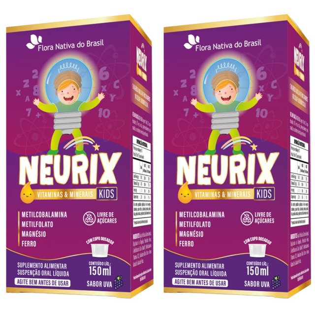KIT 2X NEURIX (Mg, Fe, Metilfolato e B12) 150ml - Flora Nativa | Natulha