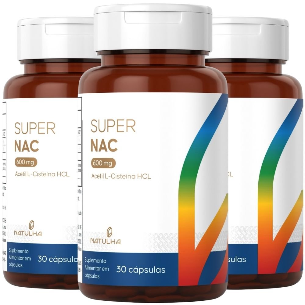 KIT 3X Super NAC (Acetilcisteina HCL) 600mg 30 Capsulas - Natulha | Natulha