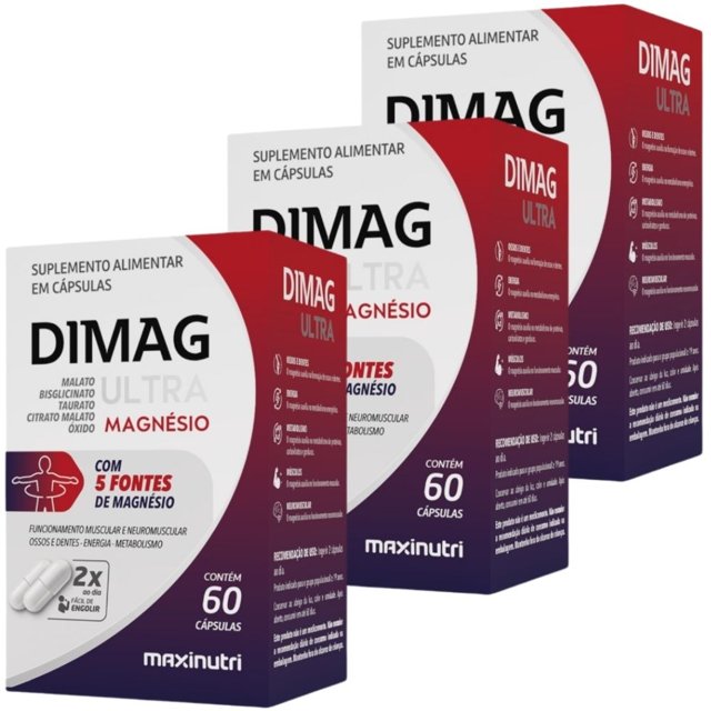 KIT 3X DIMAG ULTRA (5 mangésios) 60 cápsulas - Maxinutri | Natulha