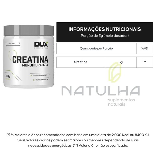 Creatina Monohidratada 300g - Dux Nutrition | Natulha