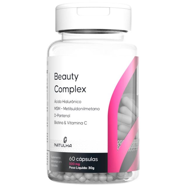 Beauty Complex (Ácido Hialurônico,  MSM, D-Pantenol, Biotina e Vitamina C) 60 cápsulas - Natulha