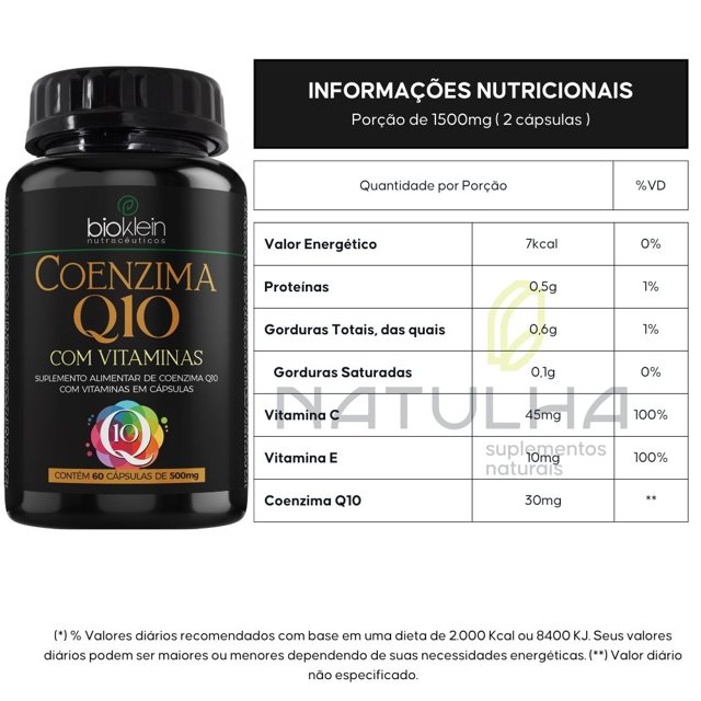 Coenzima Q10 com vitaminas 60 Cápsulas - Bioklein